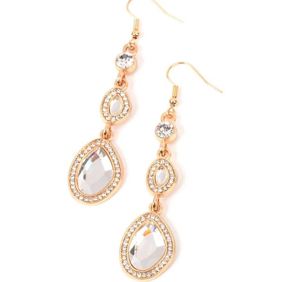 Paparazzi Jewelry Accessories Dripping Self-Confidence - Gold Earrings - Vintage - Picture 2 of 4